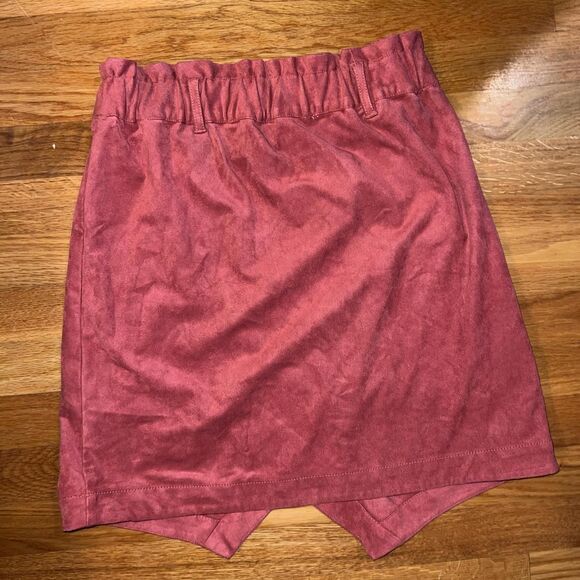 NWOT Anthropologie Suede Asymmetrical Burnt Pink Skirt - Picture 4 of 4